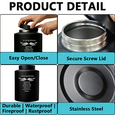 1Pc Column Stainless Steel Urn for Human Pet Ashes AJEW-PS0001-01A-1