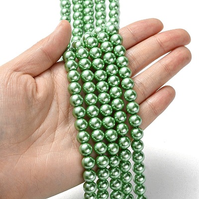 Eco-Friendly  Dyed Glass Pearl Round Bead Strands HY-A002-8mm-RB008-1