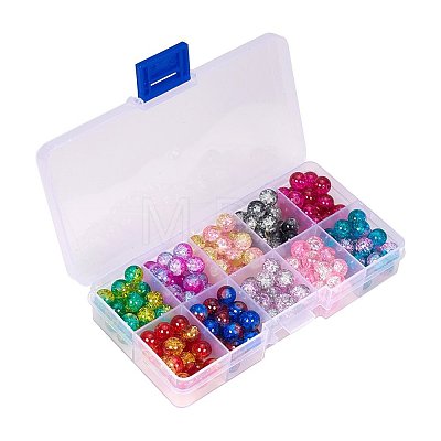 10 Colors Round Transparent Crackle Glass Beads CCG-YW0001-B-1