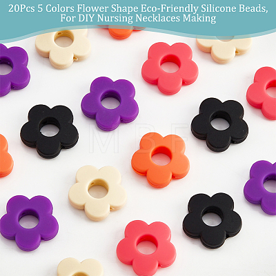  20Pcs 5 Colors Food Grade Eco-Friendly Silicone Beads SIL-NB0001-14B-1