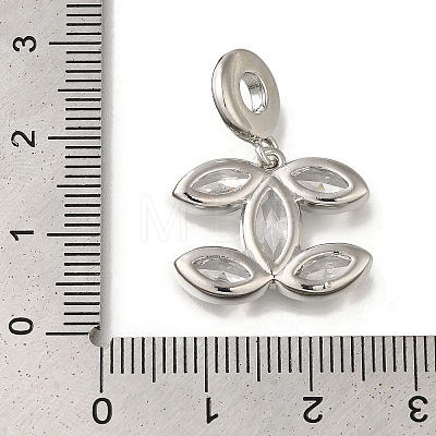 Leaf Rack Plating Brass Micro Pave Clear Cubic Zirconia Pendant KK-H485-08P-1