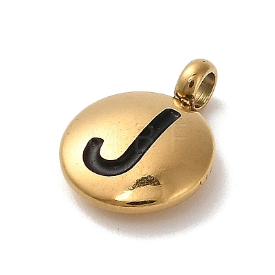 304 Stainless Steel Black Enamel Charms STAS-R009-01G-J-1