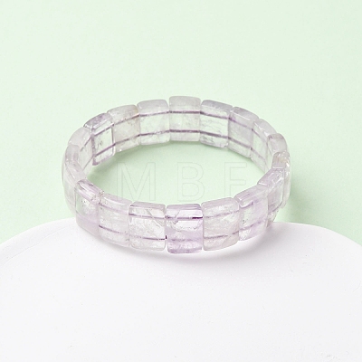 Rectangle Natural Amethyst Beads Stretch Bracelets for Women Men BJEW-Z149-01D-1