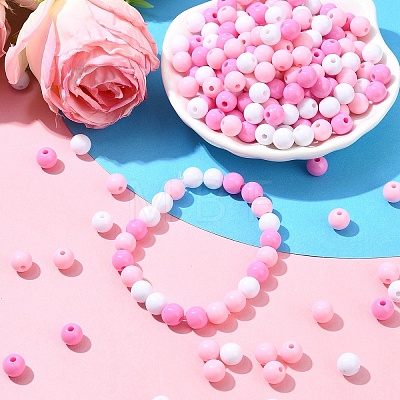 300Pcs 3 Colors Opaque Acrylic Beads MACR-YW0003-13A-1