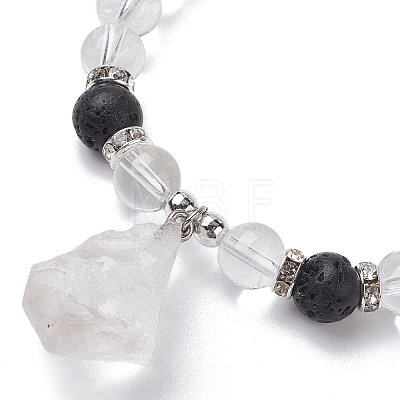 Natural Quartz Crystal Beaded Stretch Bracelets BJEW-JB10070-05-1