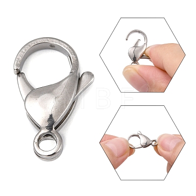 Polished 316 Surgical Stainless Steel Lobster Claw Clasps STAS-R072-18A-1