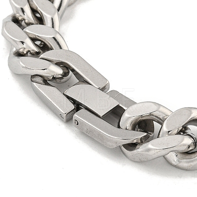 Non-Tarnish 201 Stainless Steel Cuban Link Chain Bracelets for Women and Men BJEW-F473-03P-02-1