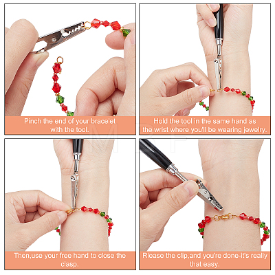   3Pcs 3 Colors Iron Bracelet Tool Jewelry Helper Alligator Clip TOOL-PH0001-51-1