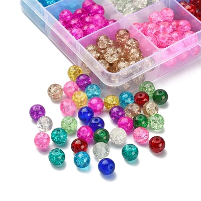 360Pcs 12 Colors Spray Painted Crackle Glass Beads Strands CCG-YW0001-12-1