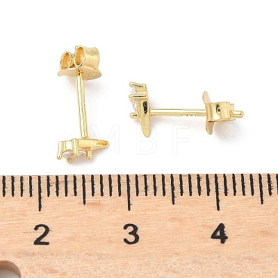 925 Sterling Silver Clear Cubic Zirconia Stud Earrings EJEW-Q032-01F-G-1
