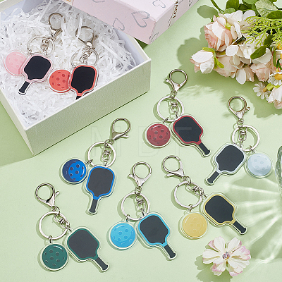 8Pcs 8 Colors Sport Theme Plastic Keychains KEYC-SP0001-72-1