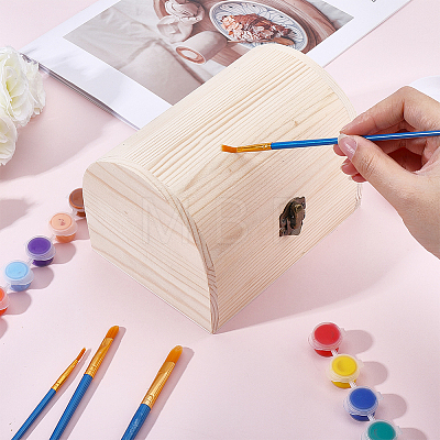 Wood Treasure Chest Storage Boxes with Hinged Lid and Metal Clasps AJEW-GF0014-35B-1