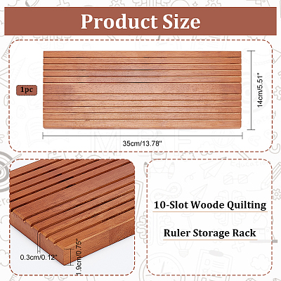 Customized 10-Slot Wooden Quilting Ruler Storage Rack RDIS-WH0011-21C-1