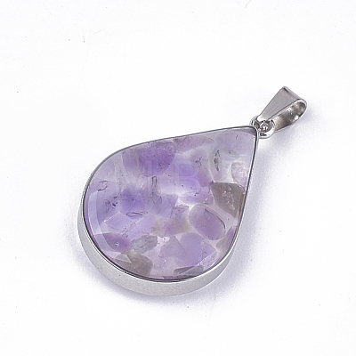 Natural & Synthetic Mixed Stone/Shell Pendants STAS-T043-02-1