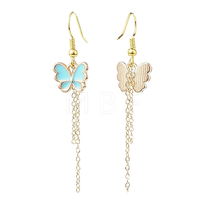 Alloy Enamel Butterfly with Tassel Dangle Earrings EJEW-JE05116-1