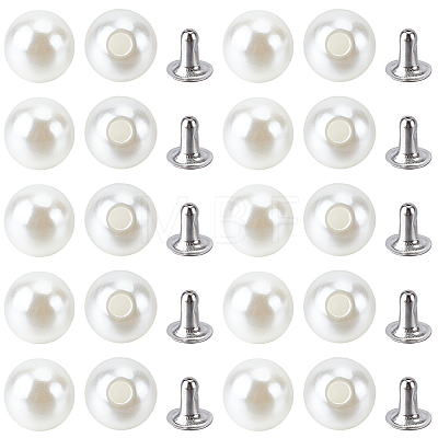 100Pcs ABS Imitation Pearl Snap Rivet Butt Screw DIY-GF0013-40-1