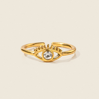 Adjustable 304 Stainless Steel with Cubic Zirconia Cuff Open Rings for Women LS-DT5559-1