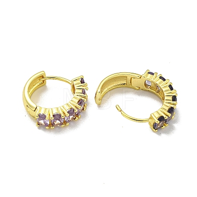 Brass Micro Pave Cubic Zirconia Hoop Earring EJEW-C088-35G-1