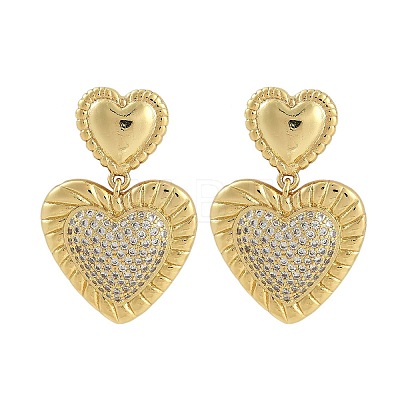 Rack Plating Brass Heart Stud Earrings for Women EJEW-D280-06G-1