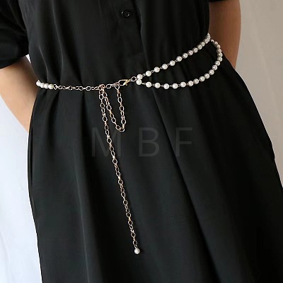 Alloy & Plastic Imitation Pearl Beaded Belly Chains for Women WG270D6-11-1