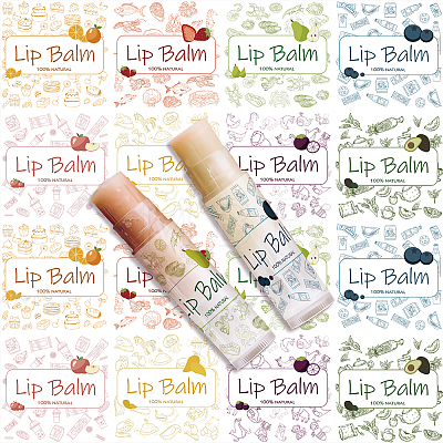 CRASPIRE 80Pcs 8 Style Custom Lip Balm DIY Label Sticker DIY-CP0007-95G-1