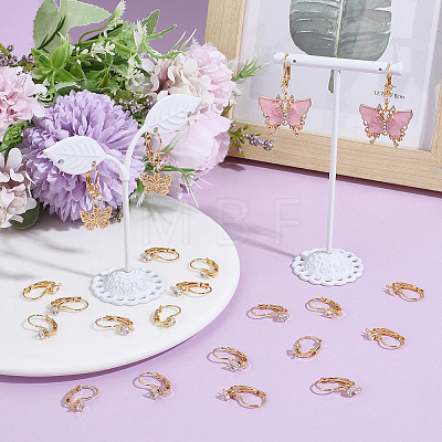 30Pcs 3 Styles Brass Micro Pave Clear Cubic Zirconia Leverback Earring Findings KK-BBC0027-45-1