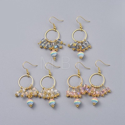 Electroplate Glass Beads Dangle Earrings EJEW-JE03558-M-1