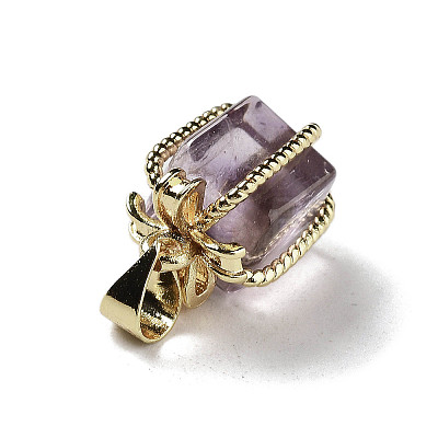 Natural Amethyst Gift Box Charms G-P523-01G-05-1