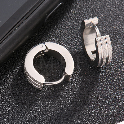 Round Ring 201 Stainless Steel Hoop Earrings FS-WGC3D9D-01-1