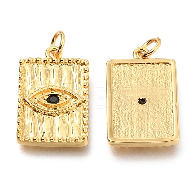 Brass Micro Pave Black Cubic Zirconia Pendants ZIRC-J024-07G-1