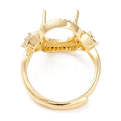 Brass Cubic Zirconia Adjustable Ring Components KK-K266-06G-1