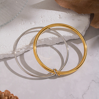 304 Stainless Steel Double Layered Plain Bangles for Women EC4936-1