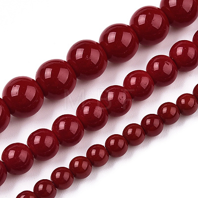 Opaque Solid Color Glass Beads Strands LS-GLAA-T032-P8mm-05-1