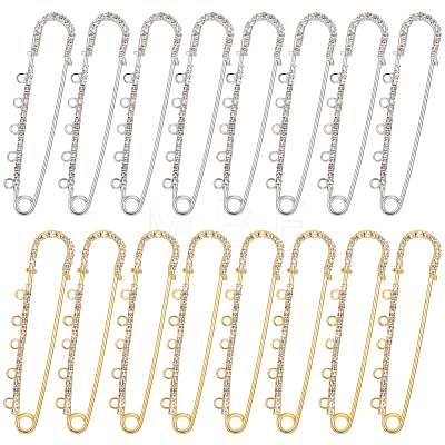 16Pcs 2 Colors Iron Rhinestone Safety Pins FIND-SC0022-85-1