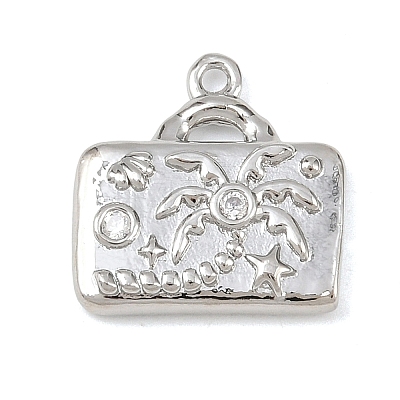 Brass Micro Pave Clear Cubic Zirconia Pendants KK-G545-01P-1