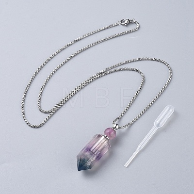 Natural Gemstone Perfume Bottle Pendant Necklaces NJEW-F251-09P-1