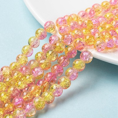 Spray Painted Crackle Glass Beads Strands CCG-Q002-8mm-03-1