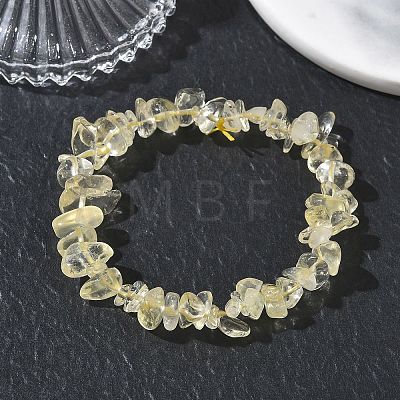 Heated Natural Lemon Quartz Chip Beaded Stretch Bracelets for Women BJEW-D467-01D-1