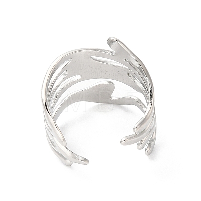 Non-Tarnish 304 Stainless Steel Twist Wave Open Cuff Ring for Women RJEW-K245-30P-1