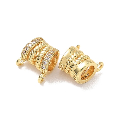 Brass Micro Pave Clear Cubic Zirconia Tube Bails KK-D289-04G-1