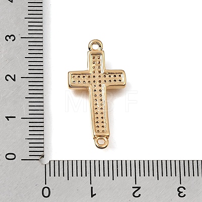 Brass Micro Pave Clear Cubic Zirconia Religion Cross Links Connector Charms CU-K001-01A-G-1