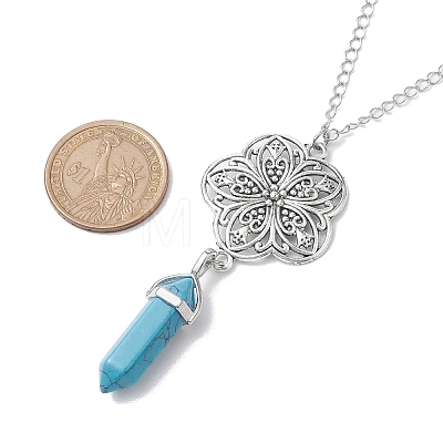 Synthetic Turquoise Pendant Necklaces NJEW-JN04694-01-1