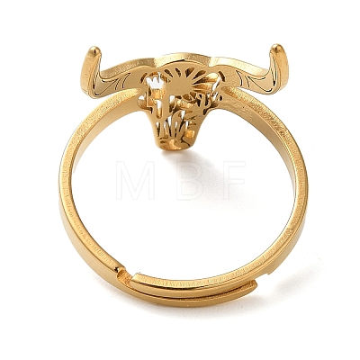 Cattle 304 Stainless Steel Adjustable Rings for Women RJEW-F163-02G-1