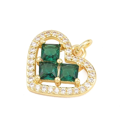 Valentine's Day Brass Micro Pave Cubic Zirconia Pendants KK-D258-10G-02-1