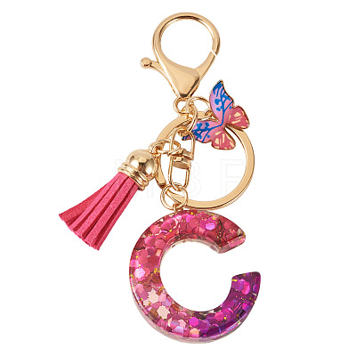 Alloy Resin Butterfly Keychains KEYC-TADJ0002-02G-C-1