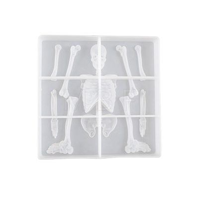 Skeleton Head and Body Skeleton Frame Silicone Mold for Halloween Series of Yu Meiren DIY Drop Glue Plaster Ornaments Grinding PW-WGBCD4B-01-1