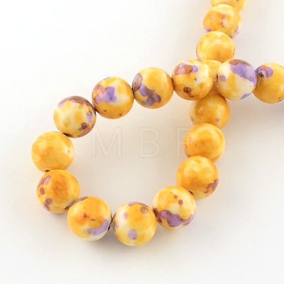 Dyed Natural Ocean White Jade Round Bead Strands G-R295-6mm-11-1