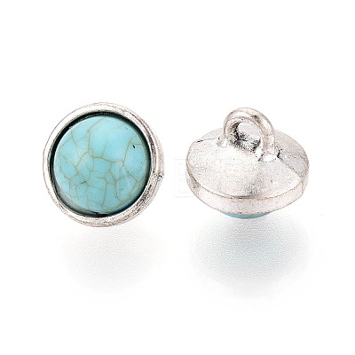 Zinc Metal Alloy & Natural Turquoise Buttons LS-BUTT-WH0057-001BAS-1