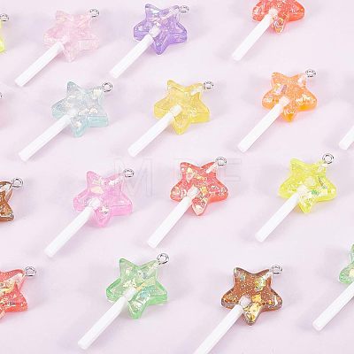  40Pcs 10 Colors Resin Pendants RESI-NB0001-73-1