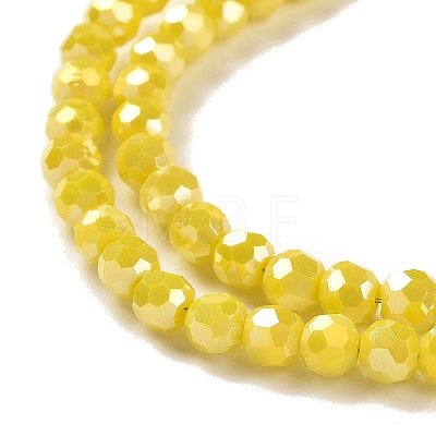 Faceted Round Full Rainbow Plated Electroplate Glass Beads Strands EGLA-J130-FR05-1